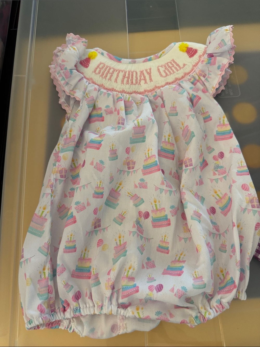 Birthday Girl Pink Cake-Print Baby One-Piece